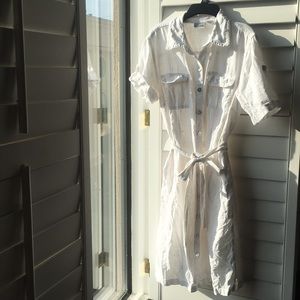 White linen Chico’s dress